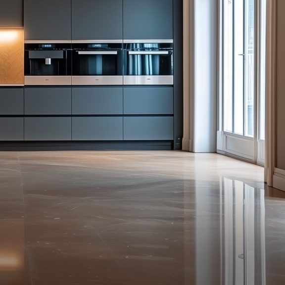 Sanierte Altbauwohnung mit Stuck, Marmor-Fußboden und einer modernen schwarzen L-Küche.